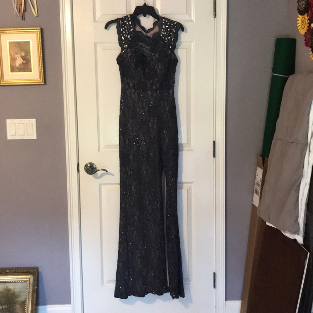 Lace Steel Blue Gown